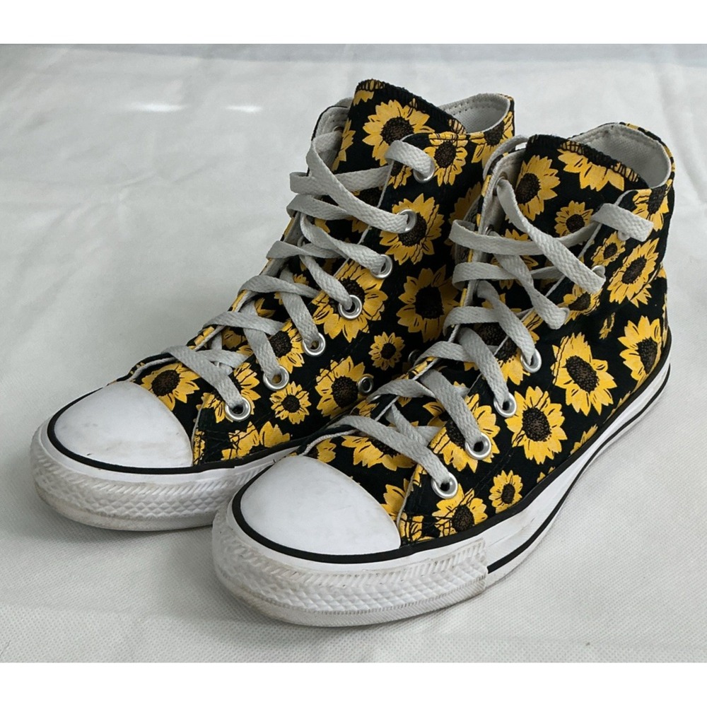 Converse Chuck Taylor All Star High Top Sunflower Sneakers Sz 7.5 Boho Festival